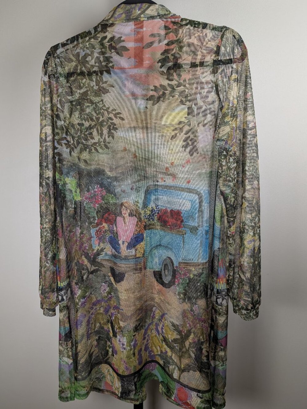 Maloka Wearable Art Mesh Duster Made in Spain Iconic Scenic Print | Sz M/L